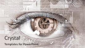  Presentation with scanning - PPT theme having system security - eye scanning concept image background and a light gray colored foreground