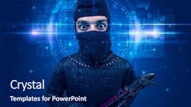  Presentation with facial recognition - Colorful PPT layouts enhanced with system young man on blue backdrop and a  colored foreground