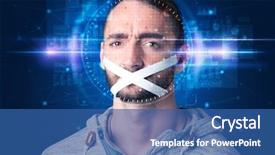  Presentation with facial recognition - Slide deck featuring system young man on blue background and a  colored foreground