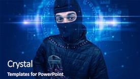  Presentation with facial recognition - Slide deck enhanced with system young man on blue background and a navy blue colored foreground