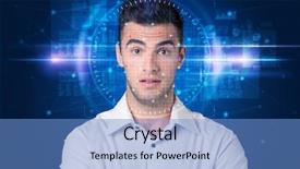  Presentation with facial recognition - Beautiful theme featuring system young man on blue backdrop and a teal colored foreground