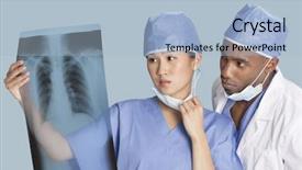  Presentation with report - Theme having systeme respiratoire - two surgeons examining x-ray report background and a light blue colored foreground
