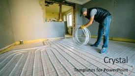  Presentation with water purifier system - Cool new presentation theme with systems improvement - pipefitter installing system of heating backdrop and a light gray colored foreground