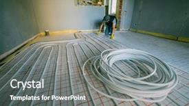  Presentation with system analyze - Presentation enhanced with systems improvement - pipefitter installing system of heating background and a  colored foreground