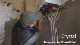  Presentation with musculoskeletal system - PPT theme having systems improvement - pipefitter installing system of heating background and a dark gray colored foreground