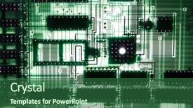  Presentation with circuit board - Slides consisting of systems integration - close up of computer circuit background and a ocean colored foreground
