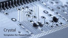  Presentation with circuit board - Colorful PPT theme enhanced with systems integration - close up of electronic circuit backdrop and a light blue colored foreground