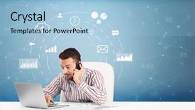  Presentation with operations business review - Audience pleasing PPT layouts consisting of systems thinking - young business person with operational backdrop and a  colored foreground