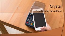 Presentation with pos - Audience pleasing presentation design consisting of systems transmit - cellphone pay on nfc pos backdrop and a coral colored foreground