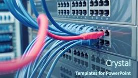  Presentation with network cable - Cool new presentation theme with systems transmit - network cable panel switch backdrop and a ocean colored foreground