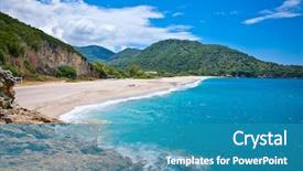  Presentation with beautiful skin and beach - Cool new slides with syvota town ionian sea greece backdrop and a teal colored foreground