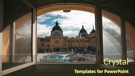  Presentation with budapest - Slide set enhanced with szechenyi-spa-bath-budapest-hungary background and a tawny brown colored foreground