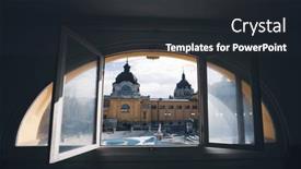  Presentation with budapest - Presentation theme consisting of szechenyi-spa-bath-budapest-hungary background and a dark gray colored foreground