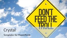  Presentation with poultry feed - PPT theme featuring don't feed the troll background and a light blue colored foreground