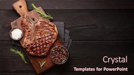  Presentation with bone - Cool new presentation theme with t-bone-grilled-beef-steak backdrop and a wine colored foreground
