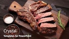  Presentation with bone - Presentation design having t-bone-grilled-beef-steak background and a wine colored foreground