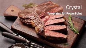  Presentation with bone - Slide deck featuring t-bone-grilled-beef-steak background and a coral colored foreground