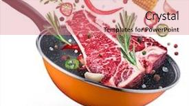  Presentation with bone - PPT layouts consisting of t-bone steak and spices background and a coral colored foreground