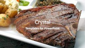  Presentation with bone - Slides having t bone steak barbecue background and a coral colored foreground
