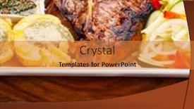  Presentation with bone - Cool new PPT theme with t-bone-steak-with-potato backdrop and a gold colored foreground