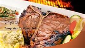  Presentation with bone - PPT layouts consisting of t-bone-steak-with-potato background and a coral colored foreground