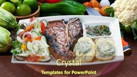  Presentation with bone - Slide deck enhanced with t-bone-steak-with-potato background and a tawny brown colored foreground