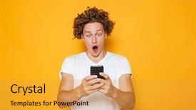  Presentation with yellow - Beautiful slides featuring t cell - excited caucasian man in casual backdrop and a  colored foreground