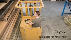  Presentation with distribution - Cool new presentation theme with t distribution - man in forklift truck backdrop and a  colored foreground