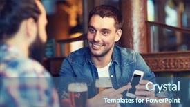  Presentation with beer bar pub tap counter - Presentation design having t l phonie - people men leisure friendship background and a ocean colored foreground