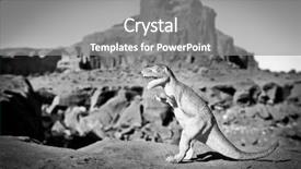  Presentation with dinosaur - Presentation theme consisting of t rex - black and white picture background and a gray colored foreground