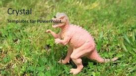  Presentation with dinosaur - Audience pleasing presentation design consisting of t rex - dinosaur in the grass backdrop and a  colored foreground
