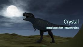  Presentation with night - Slide deck featuring t rex - tyrannosaurus at night background and a tawny brown colored foreground