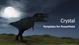  Presentation with night - Cool new theme with t rex - tyrannosaurus at night backdrop and a tawny brown colored foreground