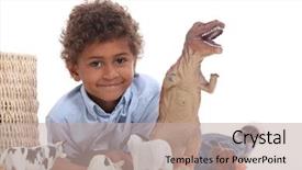  Presentation with domestic animals - Presentation having t rex - young boy playing background and a mint green colored foreground