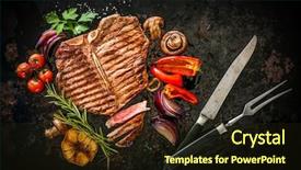  Presentation with bone - Audience pleasing presentation theme consisting of t serve - beef t-bone steak with grilled backdrop and a  colored foreground