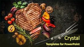 Presentation with bone - PPT layouts consisting of t serve - beef t-bone steak with grilled background and a wine colored foreground