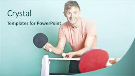  Presentation with table tennis - Slide set consisting of t serve - caucasian man playing table tennis background and a cool aqua colored foreground