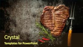  Presentation with bone marrow stem cells - Presentation theme enhanced with t serve - grilled t-bone beef steak background and a  colored foreground