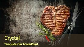  Presentation with bone - PPT theme having t serve - grilled t-bone beef steak background and a tawny brown colored foreground