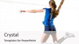  Presentation with voleyball - Beautiful slide set featuring t serve - young woman voleyball player isolated backdrop and a white colored foreground
