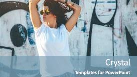  Presentation with wall street - Cool new PPT theme with model wearing plain white tshirt backdrop and a teal colored foreground