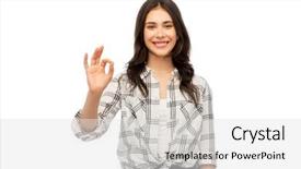  Presentation with girl design - PPT theme featuring t-shirt design and people background and a  colored foreground
