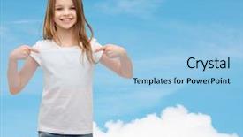  Presentation with girl design - Audience pleasing PPT theme consisting of t-shirt design concept - smiling backdrop and a light blue colored foreground