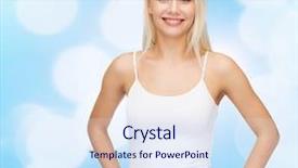  Presentation with tank - Presentation enhanced with t-shirt design concept - smiling woman in blank white tank top background and a sky blue colored foreground