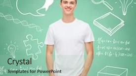  Presentation with green doodles - Colorful presentation theme enhanced with t-shirt design education school backdrop and a mint green colored foreground