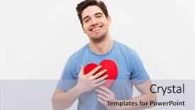  Presentation with paper - Audience pleasing slides consisting of t-shirt hugging paper heart backdrop and a light blue colored foreground