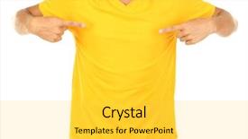  Presentation with young - Amazing slides having t-shirt on young man backdrop and a yellow colored foreground