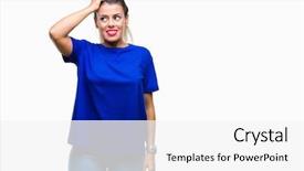  Presentation with question - Presentation theme having t-shirt over isolated background background and a  colored foreground