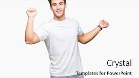  Presentation with dancing music grass - Cool new presentation theme with t-shirt over isolated background backdrop and a  colored foreground