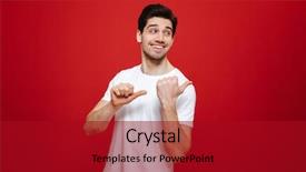  Presentation with international space station over - Colorful PPT theme enhanced with t-shirt pointing fingers away backdrop and a crimson colored foreground